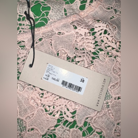 NWT ST Studio Boho Pink Lace Fringe Top size 38/ Medium - Picture 4 of 8